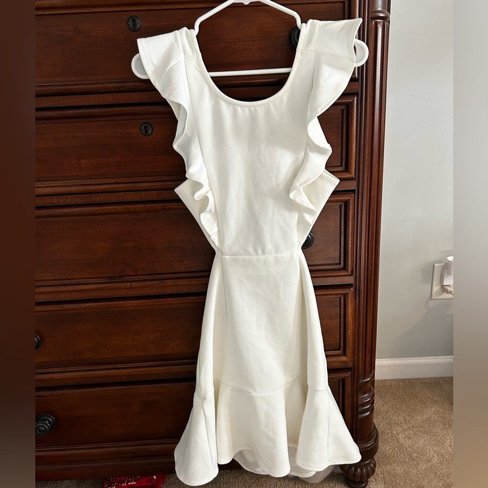 Hello Molly Ruffle Sleeve White Dress